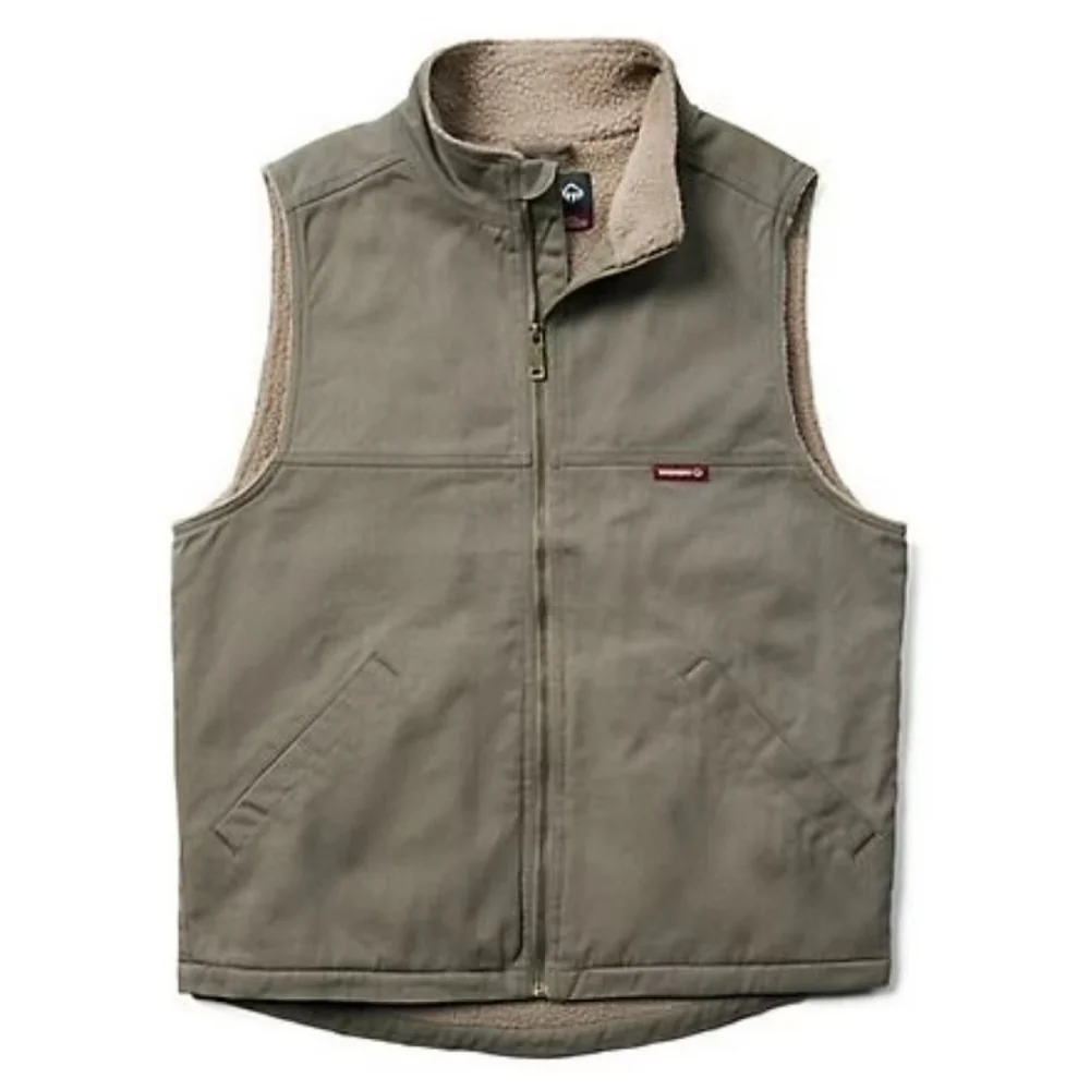 NWOT Wolverine Upland Vest Cotton Twill Tan Sherpa Lined Zip-up Vest Men's XXL